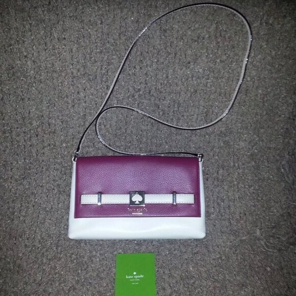 KATE SPADE-Loula-Houston Street-Crossbody-Leather-Plum & Cream-NEW WITH TAGS - Picture 1 of 4
